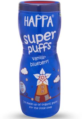 Happa Vanilla Blueberry Puffs | Melt-in-Mouth | Stage 2 | 8M+ | No Additives Baby Puffs 200 g