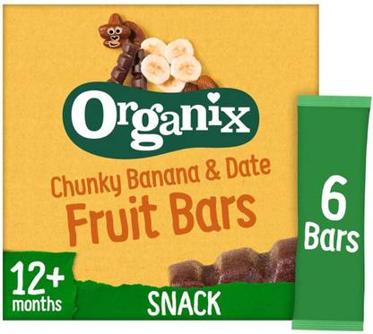 ORGANIX Banana & Date Chunky Fruit Bars, UK-Made Baby Snacks 100 g