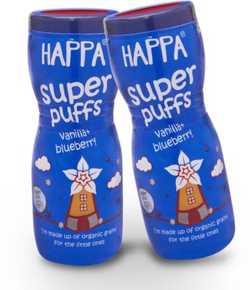 Happa Vanilla Blueberry Puffs | Melt-in-Mouth | Stage 2 | 8M+ | No Additives Baby Puffs 200 g
