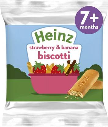 HEINZ Strawberry Banana Biscotti, UK-Made Baby Snacks 60 g