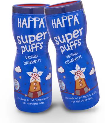 Happa Vanilla Blueberry Puffs | Melt-in-Mouth | Stage 2 | 8M+ | No Additives Baby Puffs 200 g