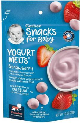 GERBER Yogurt Melts Strawberry Freeze-Dried, Made with Real Fruit, USA-Made Vegetarian Baby Snacks 20 g