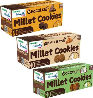 TummyFriendly Foods Millet Cookies - Choco, Coconut and Peanut Butter Baby Snacks 200 g