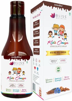 Bliss Welness Kids Omega 369 DHA EPA ALA Multivitamins ACDE Chocolate Syrup Supplement Chocolate Flavored Syrup