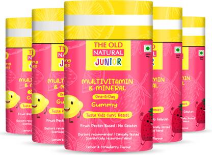 The Old Natural Multivitamin Fruit Pectin Based gummies No Gelatin I gummies 100% Veg Strawberry Flavored Gummies