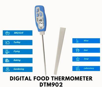 Divinext Folding/Collapsible Professional Digital Food Thermometer Instant Read Probe for Kitchen Cooking Food Liquid Candy BBQ Grill Smoker Meat Fry Oil Milk Wine Steak Turkey Sugar Yogurt Barbecue with Digital LCD with Buttons Folding Long Probe Electronic Temperature Gauge Meter Tester -50°C to +300°C Digital Baby Thermometer