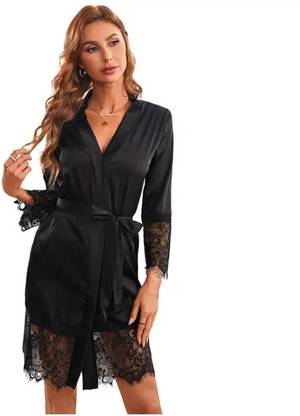 LIONEX Black Medium Bath Robe