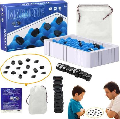 Gyanadh Magnetic Chess Rocks Board Game Set with Sponge Groove 1 NA Backboard