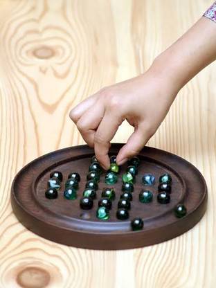 ALBABA AL-BABA Wooden Solitaire Game Board With Marbels (Pack of 1) 8.6 Backboard