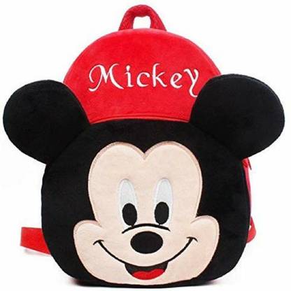 Kamview Baby Boy's and Baby Girl's Velvet Mickey Cartoon character Soft Plush Fabric School Bag School Nursery Picnic Plush Bag