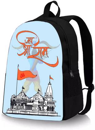 Ambika Collection Jai Shree Ram, Ram mandir Print Travel, School bag, College bag, Office bagpack Waterproof School Bag