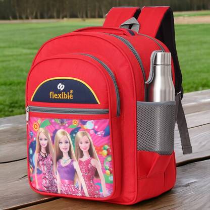 Flexible Barbie girls High quality school bag for (Nursery/LKG/UKG/1st STD)(30L RED) Waterproof School Bag