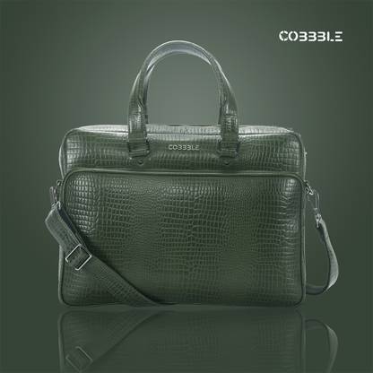 Cobbble Leather Laptop Bag Waterproof Shoulder Bag