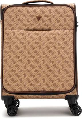 GUESS Men Beige Printed Trolley Bag with Zip Closure Trolley