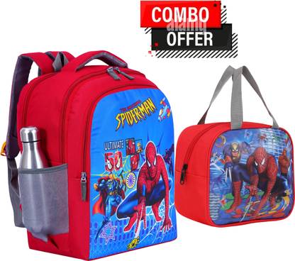 ELONONE medium school bag and lunch bag For 1st std to 5th std (Red, 30 L)combo Waterproof School Bag