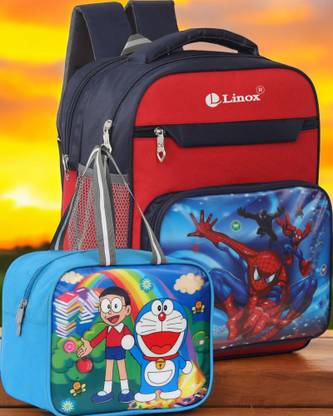 LINOX SPIDERMAN Backpack NURSERY/LKG/UKG/1st for boys & girls With Lunch bag free Waterproof School Bag