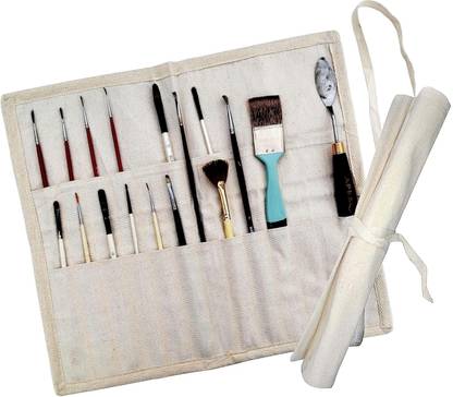 ANVIS Brush Roll up case | Canvas Painting Brush Holder (Paint Brushes not Included) Multipurpose Bag
