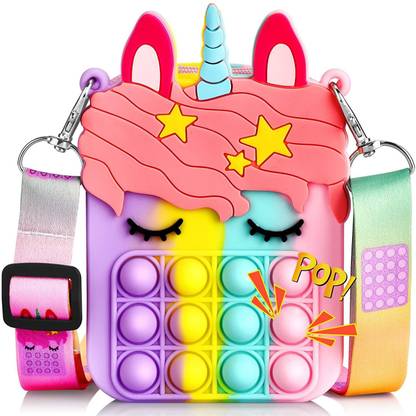 ModishOmbre Pop It Bag for Girls Pop Fidget Purse for Kids Stress Relief Toys Waterproof Sling Bag