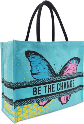 Earthbags EMPOWER & EVOLVE: BE THE CHANGE BUTTERFLY TOTE WITH ZIPPER Waterproof Messenger Bag