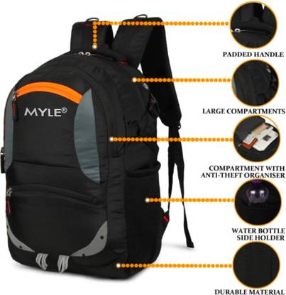 myle black orange spacy comfortable 5th to 10th class , office, & , traveling Waterproof Laptop Sleeve/Cover