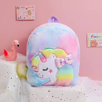 LS ENTERPRISES 1Pcs 3D Unicorn Texture Backpack Rainbow Animal Cute Book school Bag Students Multipurpose Bag