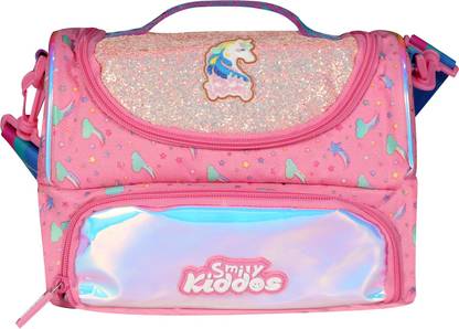 smily kiddos Double compartment holographic lunch bag - Unicorn theme - Pink Lunch Bag