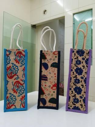 SNIFF AND HERBS Water Bottle Covers Eco-Friendly Jute Bag With Reinforced Handles Unisex Bags Multipurpose Bag
