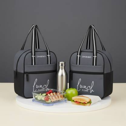 ONEGO Insulated Tiffin Bags Pack of 2 | Durable Lunch Bags for Office & School Waterproof Lunch Bag