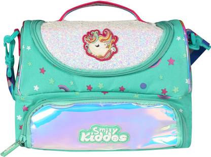 smily kiddos Double compartment holographic lunch bag - Unicorn theme - Turquoise Lunch Bag