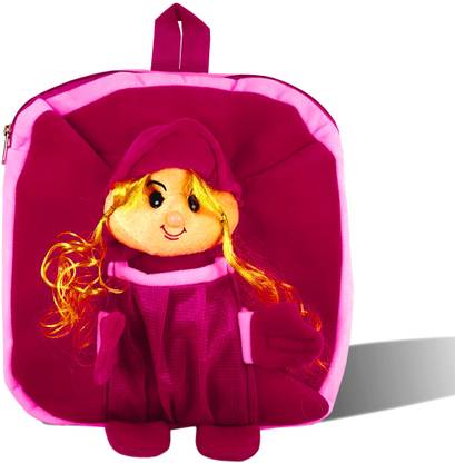 De-Ultimate Soft D-1602 Pink Color Cartoon Character with Front Pocket Lightweight Kids School Bag