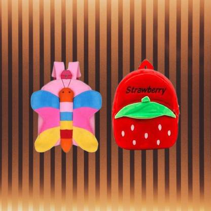 SHIWORLD 34BS Butter Fly & Stawarry Kids School Lunch Bag Combo Lunch Bag