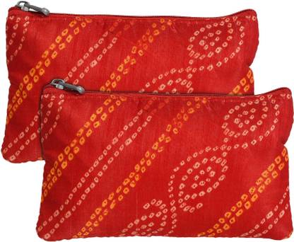 KUBER INDUSTRIES Polyester Bandhani Print Purse For Woman/Girl Set Of 2 (Red) Multipurpose Bag