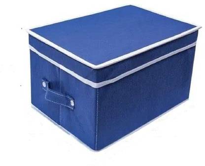 Criusia Non woven Blue Storage Box for Clothes, Toy and File Organizer (Pack of 2) Multipurpose Bag
