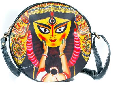 LABANYA CREATION Maa Durga Digital Print Round Siling Bag Waterproof Sling Bag