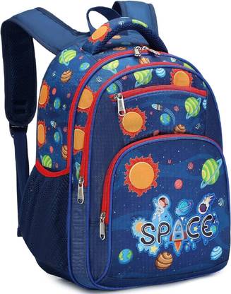 Frantic Waterproof Polyester Kids School Bag 4Zipper_Blue_Space Waterproof Backpack