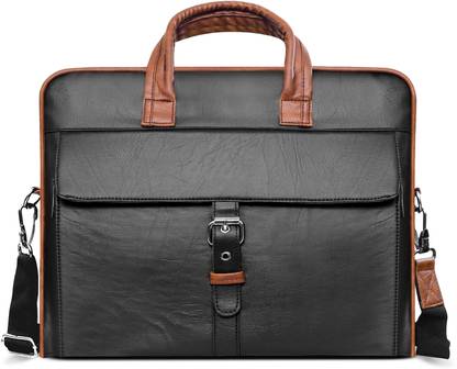 Nakshatraent Black Color Faux Leather 10L Office Laptop Bag For Men NK-BG56 Waterproof Messenger Bag
