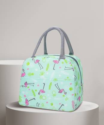 HOUSE OF QUIRK Thermal Cooler Tote Bag Picnic Organizer Storage Lunch Bag-Green Flamingo Waterproof Lunch Bag