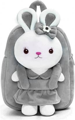 Frantic Premium Quality Kids Velvet School Bags for Picnic(FullBodyGreyRabbit) Plush Bag