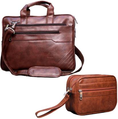 V BAGS Executive Bags for Men Office Laptop Bag 16 inch & leather travel pouch combo Waterproof Laptop Sleeve/Cover