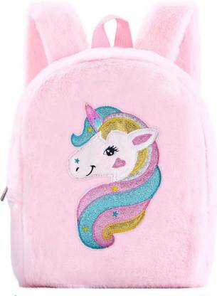 Frantic Kids Soft Animal Cartoon Velvet Plush School Bag Picnic Pink_Unicorn_Fur Plush Bag