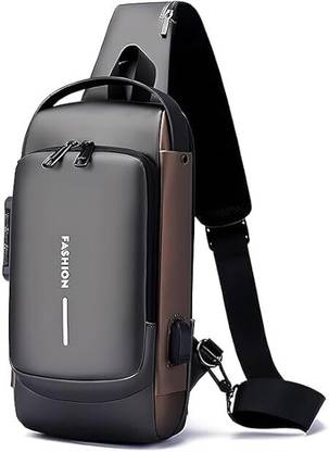 Krivon Sling Bag Cross Body For Men Women, Anti-Theft Chest Bag With USB Charging Port Waterproof Shoulder Bag