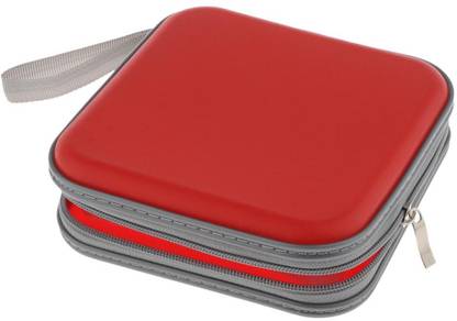 Lyla 40 Disc CD Wallet DVD Case Storage Holder Bag Carry Protector Plastic Red Backpack