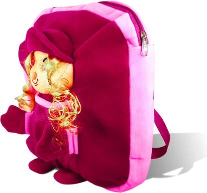 Adhvik Soft D-1602 Pink Color Cartoon Character with Front Pocket Lightweight Kids School Bag
