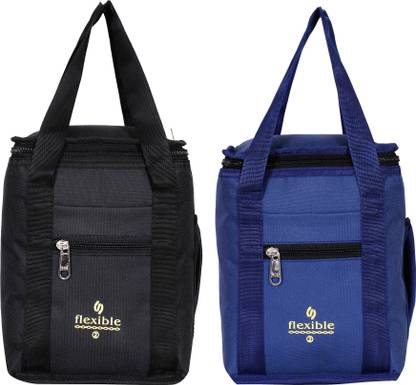 Flexible Good Quality Combo Lunchbag for Office ,School ,College etc (Black,Blue/10L) Waterproof Lunch Bag