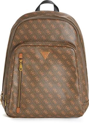 GUESS Men Brown Printed Backpack with Zip Closure Backpack