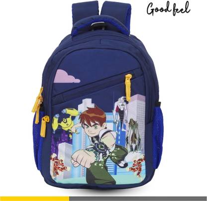 GoodFeel New Stylish Polyester BenTen Printed (LKG/UKG/1st/2nd Class) Kids School Bag Waterproof School Bag