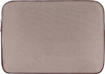 Qosha Laptop Sleeve Case | 15.6 | Zipper Closure |Water Repellent PVC|Mink Grey & Tan Laptop Sleeve/Cover