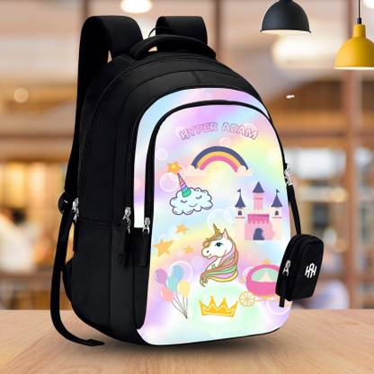 Hyper Adam Multiprint School Bags for Girls – Pouch Included Waterproof School Bag