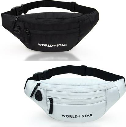 Worldstar Small Hiking Trekking Travelling Sports Waist Pouch Cycling Walking Running Bags combo waist bag Pack for Waist Bags for Men Women Chest Crossbody (white&black)