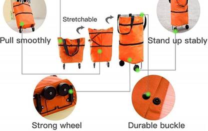 Jcp FOLDABLE TROLLEY BAG WITH WHEELS Multipurpose Bag